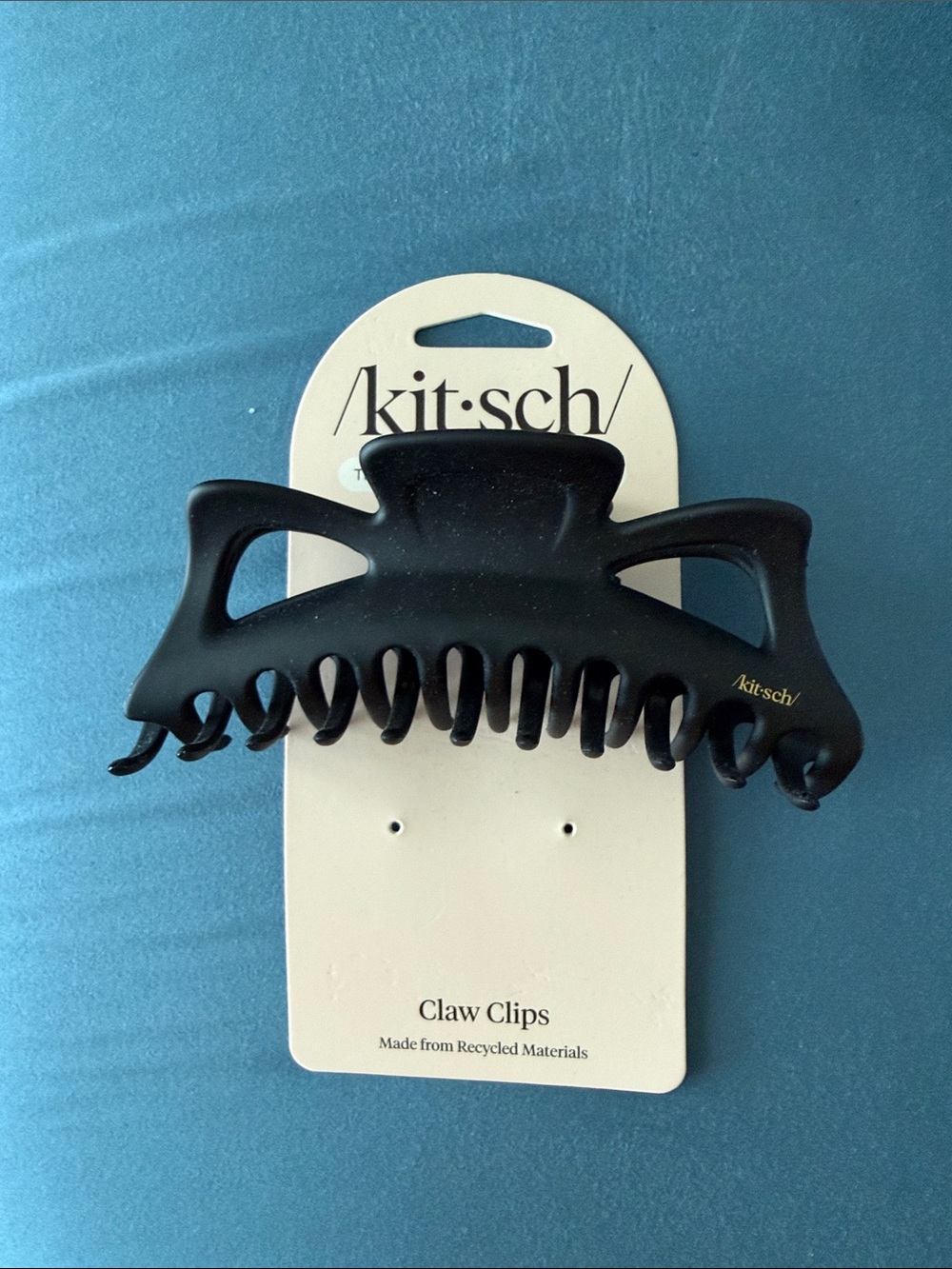 Kitsch Matte Black Hair Claw Clip with Gold Logo